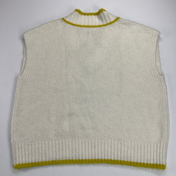 Pistola Kiran V-Neck Sweater Vest Ecru/Zest Cream/Citron Yellow Boxy Fit Size L - Picture 9 of 11